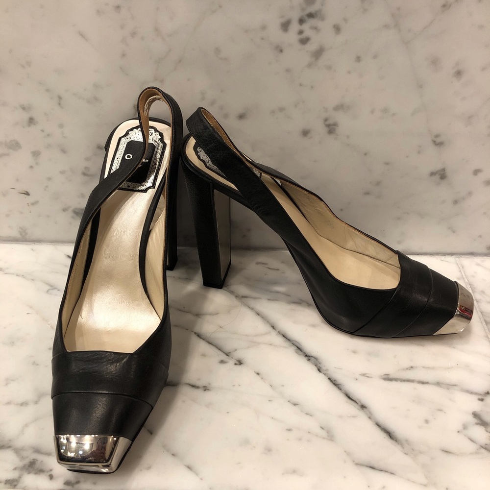 Authentic Christian Dior Black&Silver Platforms size 38.5/8